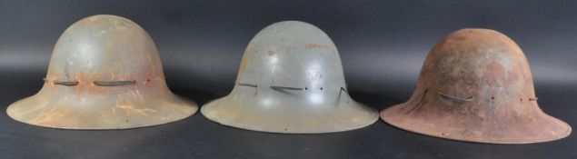 COLLECTION OF ORIGINAL WW2 ZUCKERMAN FIRE WATCHING HELMETS