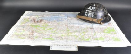 WWII SECOND WORLD WAR CIVIL DEFENCE BAKELITE BRODIE HELMET & MAP