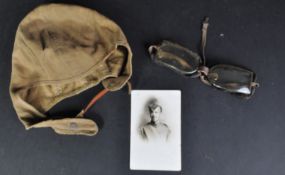 WWI FIRST WORLD WAR RFC FLYING CORPS HELMET & GOGGLES