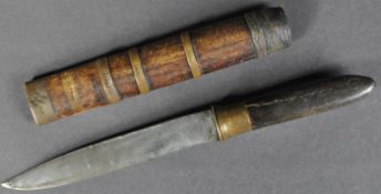 19TH CENTURY TRIBAL BURMESE DAGGER IN WOODEN SCABBARD