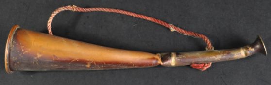 WWII INTEREST - COPPER MUSTER HORN OWNED BY LEUT F. BALFOUR SCOTT