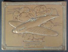 WWII SECOND WORLD WAR WINSTON CHURCHILL RAF COPPER PLAQUE