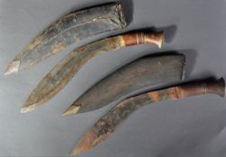 TWO EARLY 20TH CENTURY GURKHA KUKRI KNIVES