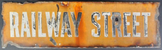 ORIGINAL ENAMEL AIR RAID SHELTER SIGN ' RAILWAY STREET '