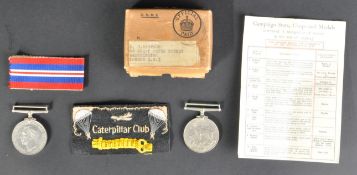 WWII SECOND WORLD WAR - MEDAL PAIR & UNIFORM PATCH