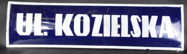 WWII INTEREST - ORIGINAL 1940S POLISH ENAMEL STREET / BORDER SIGN