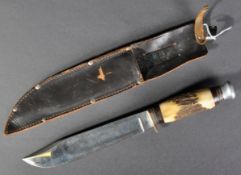 WWII SECOND WORLD WAR PERIOD LARGE HORN HANDLED KNIFE