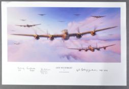 REMEMBERING THE LANCASTER BOMBER - TRIPLE SIGNED ART PRINT