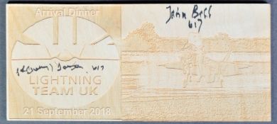 REMEMBERING THE LANCASTER BOMBER - DUAL SIGNED PLAQUE