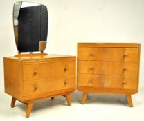 RETRO VINTAGE MID 20TH CENTURY LIGHT OAK BEDROOM SUITE