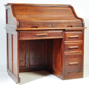 EARLY 20TH CENTURY OAK TAMBOUR ROLL TOP OFFICE DESK