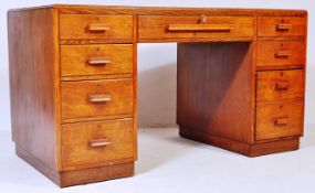 1930'S ART DECO OAK TWIN PEDESTAL OFFICE WRITING DESK