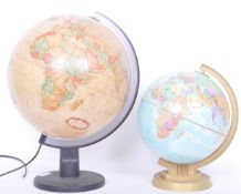 TWO VINTAGE 20TH CENTURY DESKTOP GLOBES