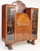 1940S GLAZED OAK BUREAU BOOKCASE