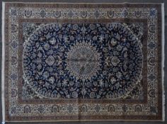 20TH CENTURY PERSIAN ISLAMIC HAND MADE WOOL & SILK NAIN RUG