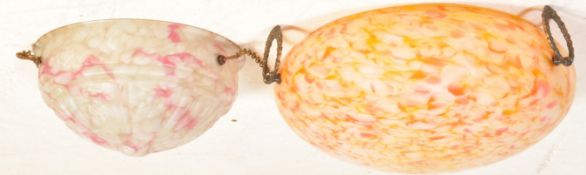 TWO VINTAGE 20TH CENTURY ART DECO GLASS LIGHT SHADES