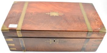 VICTORIAN 19TH CENTURY MAHOGANY & BRASS BOUND WRITING SLOPE