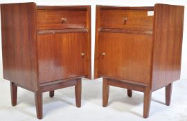 PAIR MID CENTURY RETRO TEAK WOOD BEDSIDE CABINETS TABLES