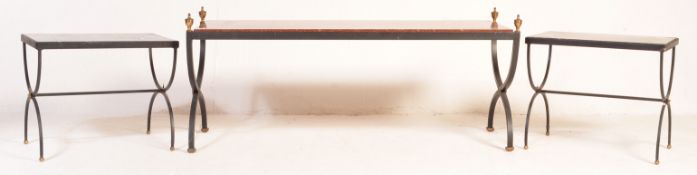 SET OF WROUGHT METAL AND MARBLE OCCASIONAL TABLES