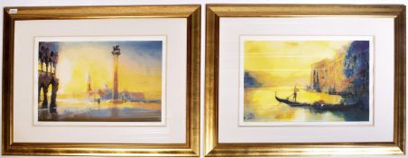 TWO 20TH CENTURY STYLISED PRINTS OF VENICE