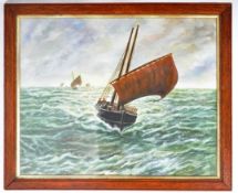 DOVER E. JUDD - 1940 OIL ON BOARD SEASCAPE PAINTING