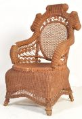 VICTORIAN COLONIAL REVIVAL RATTAN WEAVE PARLOUR ARMCHAIR