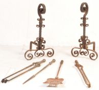 19TH CENTURY VICTORIAN CAST & WROUGHT IRON ANDIRONS