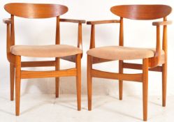 PAIR OF MID 20TH CENTURY DANISH TEAK DINING CHAIRS CARVERS
