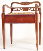 EDWARDIOAN MAHOGANY LATTICE BACKED PIANO STOOL