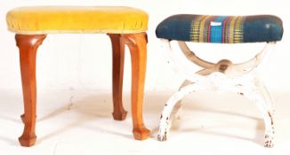 1900'S ARTS & CRAFTS OAK DRESSING TABLE STOOL & ANOTHER