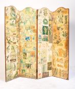 A large early 20th century four fold discretion / dressing screen. The four fold screens with