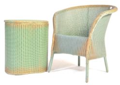 LLOYD LOOM - VINTAGE 20TH CNETURY LLOYD LOOM CHAIR AND LAUNDRY BASKET