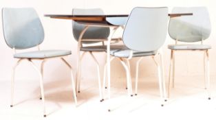 RETRO VINTAGE 20TH CENTURY FORMICA EXTENDABLE DINING TABLE AND CHAIRS