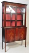 EDWARDIAN MAHOGANY INLAID CHINA DISPLAY CABINET VITRINE
