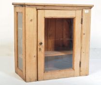 VICTORIAN 19TH CENTURY COUNTRY PINE GLAZED HANGING CABINET