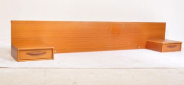 MID CENTURY RETRO TEAK WOOD HEADBOARD & BEDSIDES UNIT