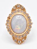 18CT GOLD OPAL & DIAMOND DRESS RING
