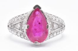 18CT WHITE GOLD RUBY & DIAMOND DRESS RING