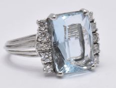 WHITE GOLD AQUAMAIRNE & DIAMOND DRESS RING
