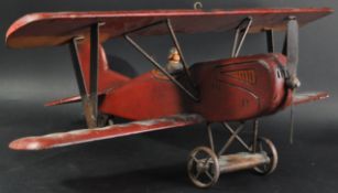 VINTAGE TOY SHOP HAND PAINTED WOODEN BIPLANE