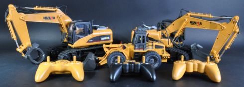 THREE HUINA MADE RC RADIO CONTROL EXCAVATOR AND LOGGER