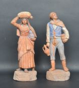 PAIR OF 20TH CENTURY DIEPPE TERRACOTTA FIGURINES