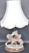 LARGE RESIN CAST ELEPHANT BULL TABLE LAMP