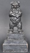 EARLY 20TH CENTURY CAST METAL PAINTED & MOUNTED BLACK BEAR