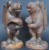 PAIR OF 19TH CENTURY GERMAN BLACK FOREST BEAR SPILL VASES