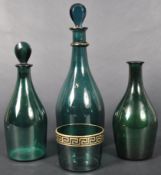 COLLECTION OF 19TH CENTURY BRISTOL GREEN GLASS