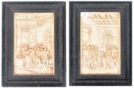 PAIR OF 19TH CENTURY CAST WAX / PLASTER RELIEF PANELS