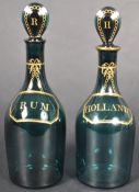 PAIR OF 19TH CENTURY GEORGE III BRISTOL GREEN DECANTERS
