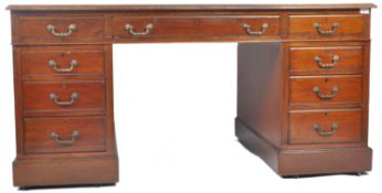EDWARDIAN MAHOGANY TWIN PEDESTAL OFFICE DESK