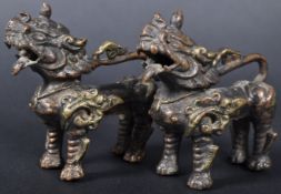 PAIR OF 19TH CENTURY CHINESE BRONZE FOO DOG FIGURES